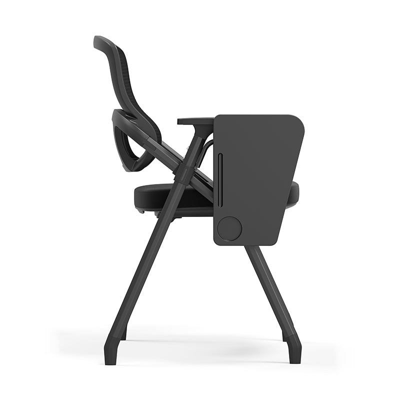 Modern Foldable Ergonomic Conference Room Seating Mesh Office Chair - Heavy Duty Training Chair With Stackable Writing Tablet For Home Office