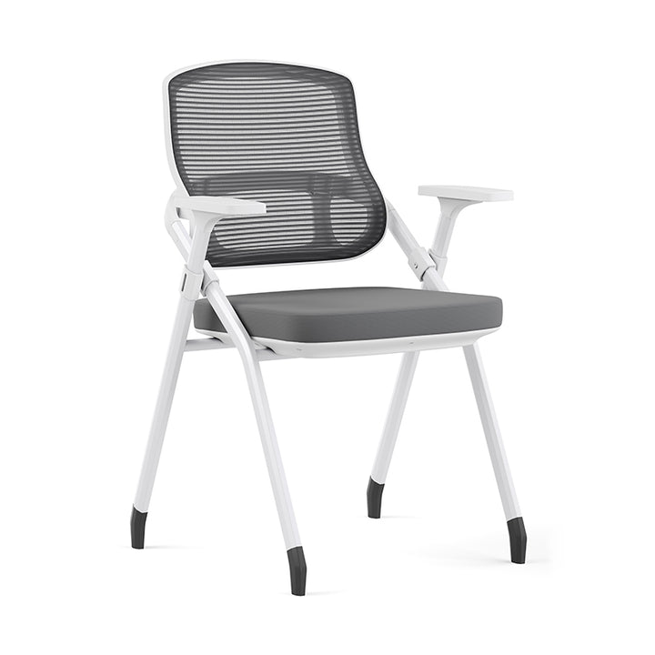 Modern Folding Ergonomic Mesh Desk Chair - Rectangular Stackable Conference Chair Space Saving Design For Home Office