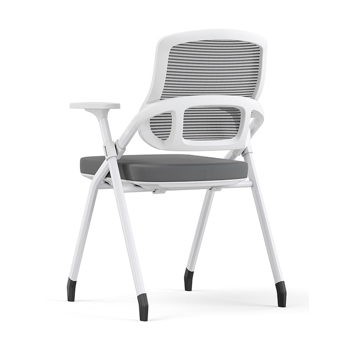 Modern Folding Ergonomic Mesh Desk Chair - Rectangular Stackable Conference Chair Space Saving Design For Home Office