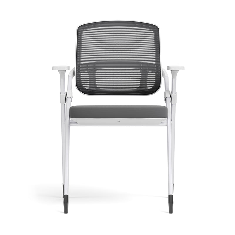 Modern Folding Ergonomic Mesh Desk Chair - Rectangular Stackable Conference Chair Space Saving Design For Home Office