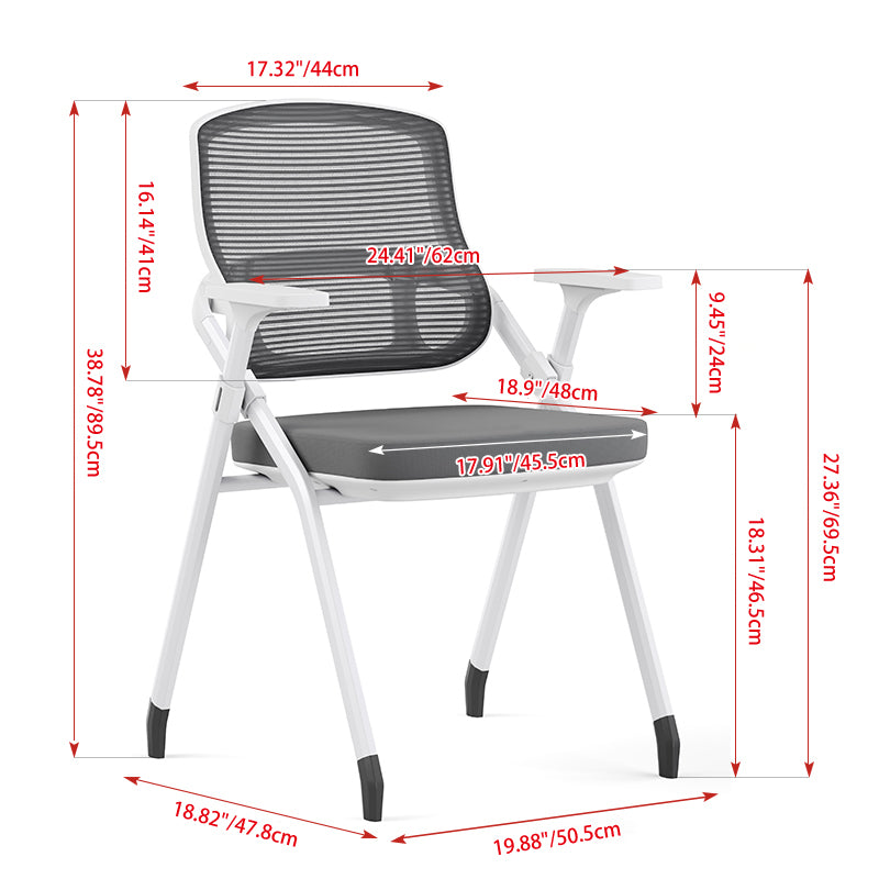Modern Folding Ergonomic Mesh Desk Chair - Rectangular Stackable Conference Chair Space Saving Design For Home Office