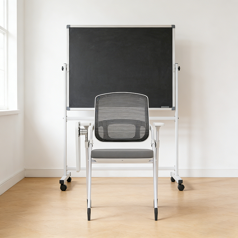 Modern Multi-Functional Mesh Conference Training Chair - Rectangular Foldable Ergonomic Office Chair With Stackable Writing Board For Home Office
