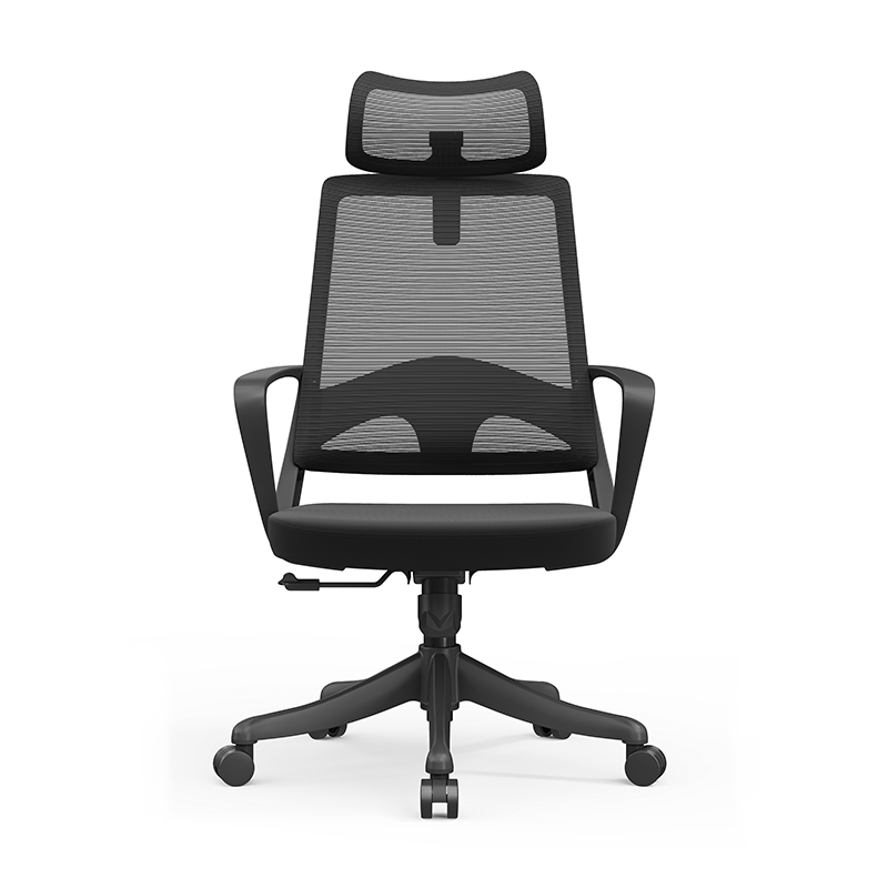 Moderner ergonomischer Bürostuhl mit hoher Netzrückenlehne - rechteckige verstellbare Kopfstütze, Lordosenstütze, neigbarer Schreibtischstuhl fürs Homeoffice 