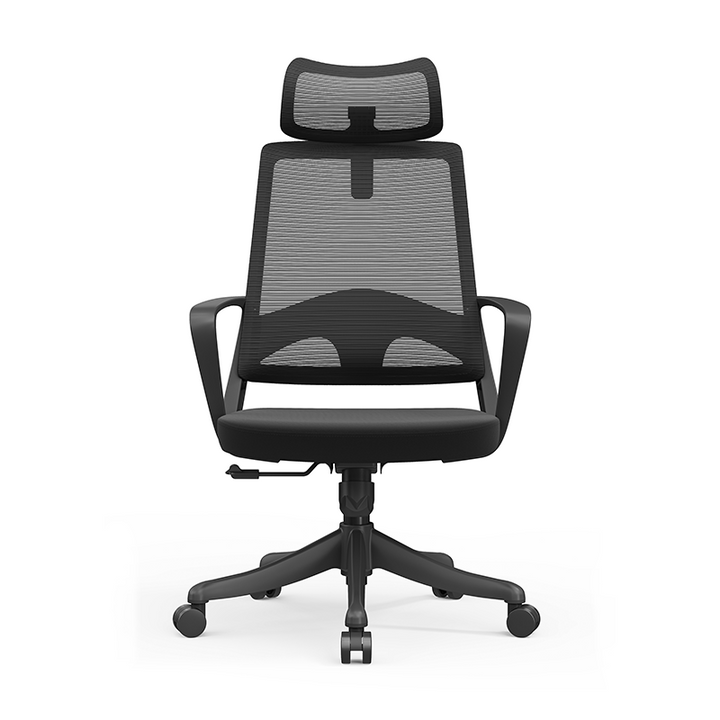 Moderner ergonomischer Bürostuhl mit hoher Netzrückenlehne - rechteckige verstellbare Kopfstütze, Lordosenstütze, neigbarer Schreibtischstuhl fürs Homeoffice 