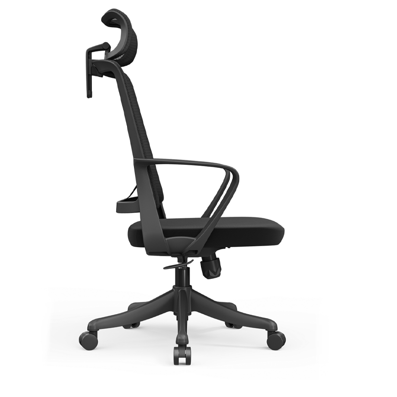 Moderner ergonomischer Bürostuhl mit hoher Netzrückenlehne - rechteckige verstellbare Kopfstütze, Lordosenstütze, neigbarer Schreibtischstuhl fürs Homeoffice 
