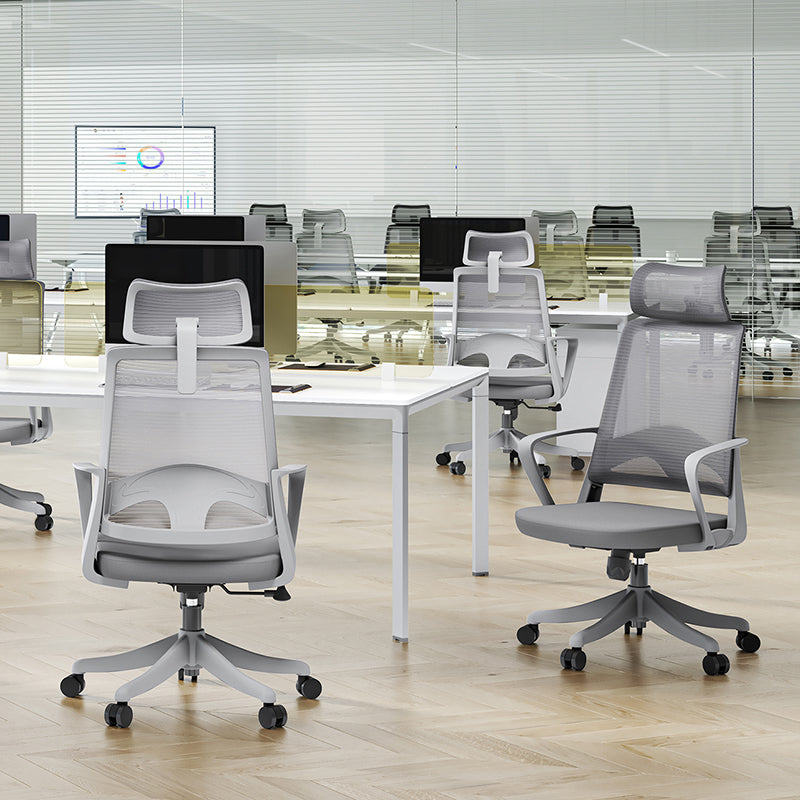 Modern High Back Breathable Mesh Office Chair - Rectangular Adjustable Headrest Lumbar Support Reclining Tilt Desk Chair For Home Office