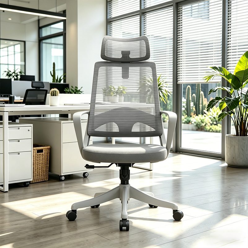 Modern High Back Breathable Mesh Office Chair - Rectangular Adjustable Headrest Lumbar Support Reclining Tilt Desk Chair For Home Office