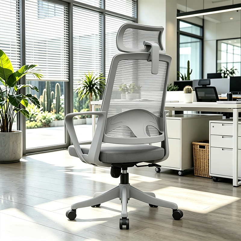 Modern High Back Breathable Mesh Office Chair - Rectangular Adjustable Headrest Lumbar Support Reclining Tilt Desk Chair For Home Office
