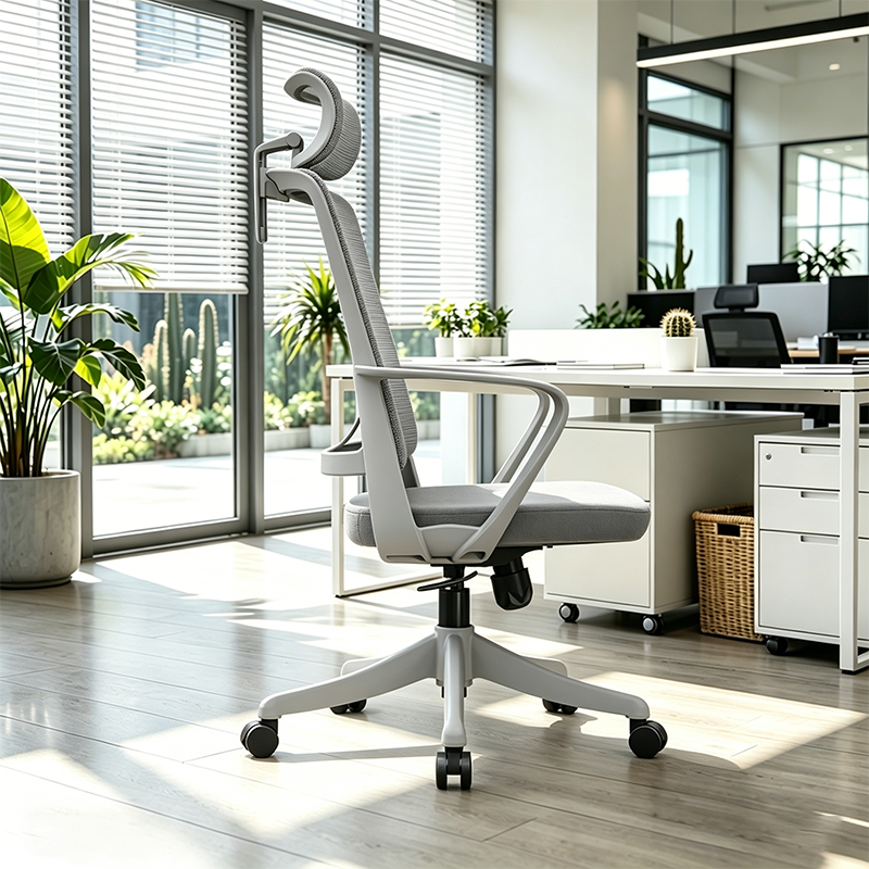 Modern High Back Breathable Mesh Office Chair - Rectangular Adjustable Headrest Lumbar Support Reclining Tilt Desk Chair For Home Office