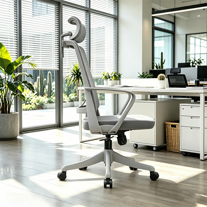 Modern High Back Breathable Mesh Office Chair - Rectangular Adjustable Headrest Lumbar Support Reclining Tilt Desk Chair For Home Office