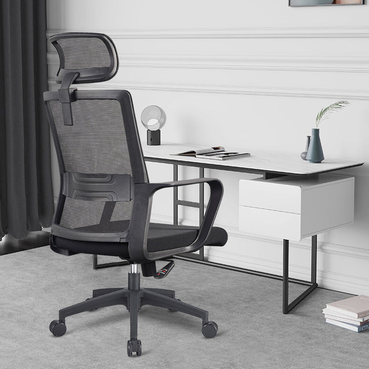 Modern Ergonomic High Back Breathable Mesh Office Chair - Rectangular Adjustable Headrest Desk Chair For Home Office