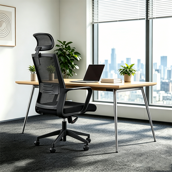 Modern Ergonomic High Back Breathable Mesh Office Chair - Rectangular Adjustable Headrest Desk Chair For Home Office