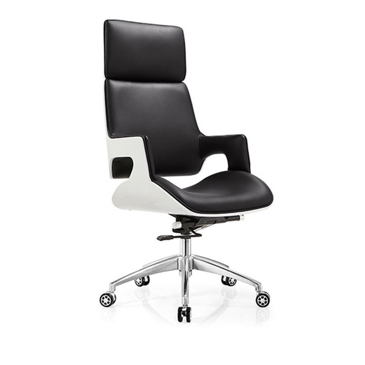 Modern Premium Brazilian Cowhide Leather Contact Surface Executive Desk Chair - Rectangular High Back Padded Cushion Office Chair For Home Office