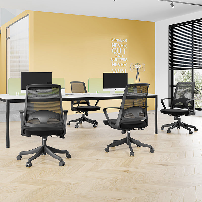 Modern Ergonomic Mid Back Mesh Office Chair - Rectangular Lumbar Support Breathable Backrest Desk Chair For Home Office