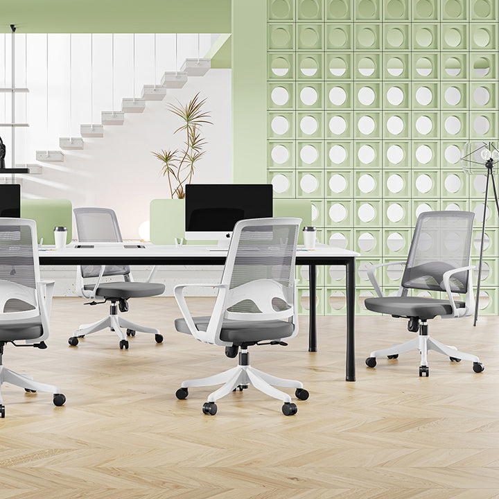 Modern Ergonomic Breathable Mesh Office Chair - Rectangular Lumbar Support Backrest Mid Back Desk Chair For Home Office