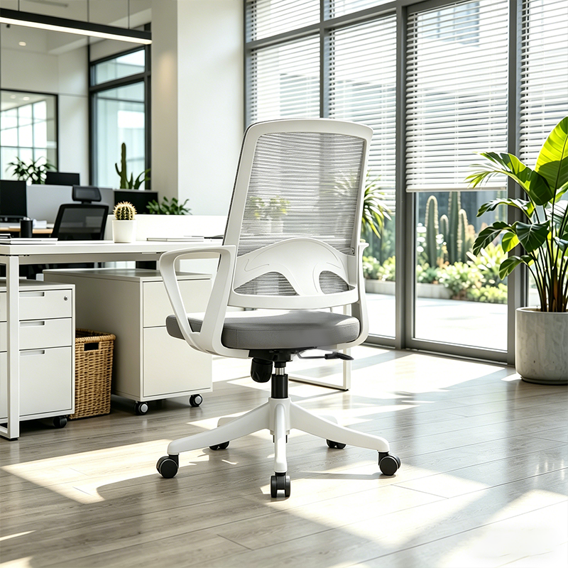 Modern Ergonomic Breathable Mesh Office Chair - Rectangular Lumbar Support Backrest Mid Back Desk Chair For Home Office