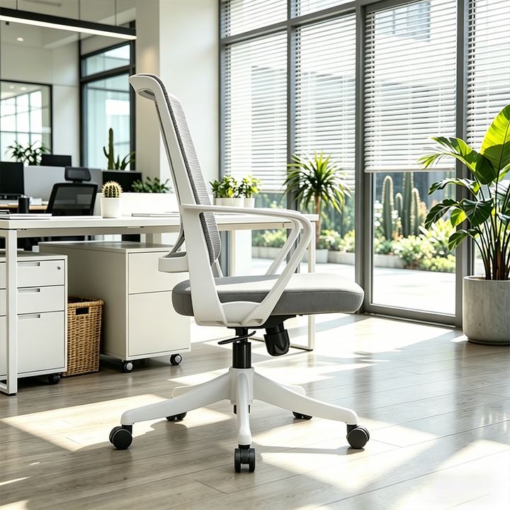 Modern Ergonomic Breathable Mesh Office Chair - Rectangular Lumbar Support Backrest Mid Back Desk Chair For Home Office
