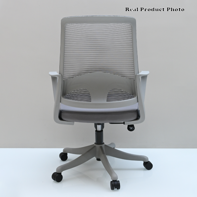 Silla de escritorio moderna ergonómica con cojín de espuma de alta densidad y malla transpirable - Silla de oficina de respaldo medio con soporte lumbar rectangular para oficina en casa 