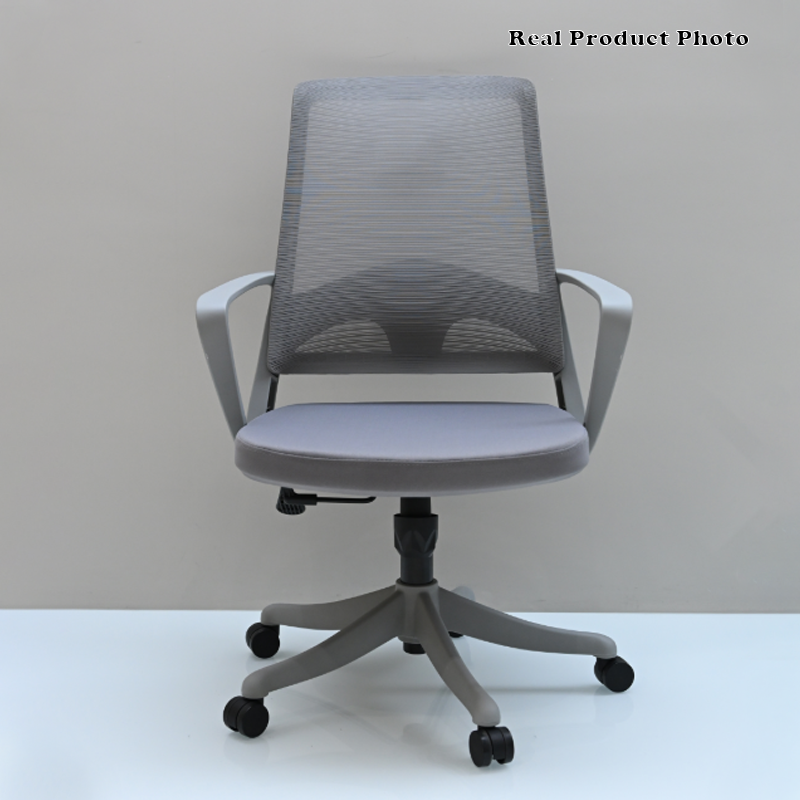 Silla de escritorio moderna ergonómica con cojín de espuma de alta densidad y malla transpirable - Silla de oficina de respaldo medio con soporte lumbar rectangular para oficina en casa 