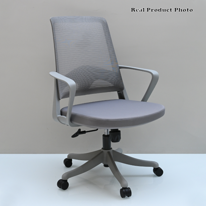 Silla de escritorio moderna ergonómica con cojín de espuma de alta densidad y malla transpirable - Silla de oficina de respaldo medio con soporte lumbar rectangular para oficina en casa 