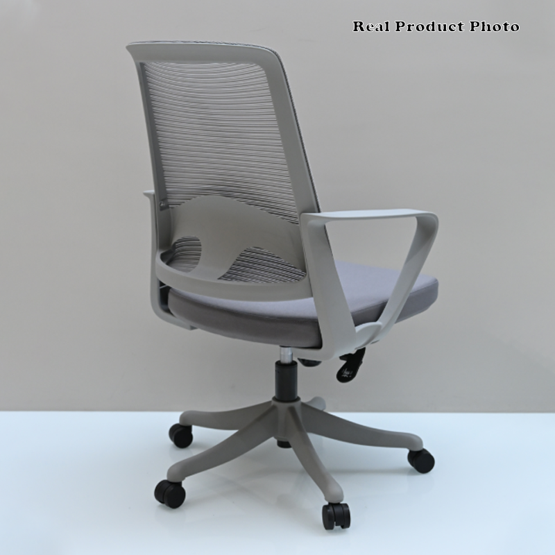 Silla de escritorio moderna ergonómica con cojín de espuma de alta densidad y malla transpirable - Silla de oficina de respaldo medio con soporte lumbar rectangular para oficina en casa 