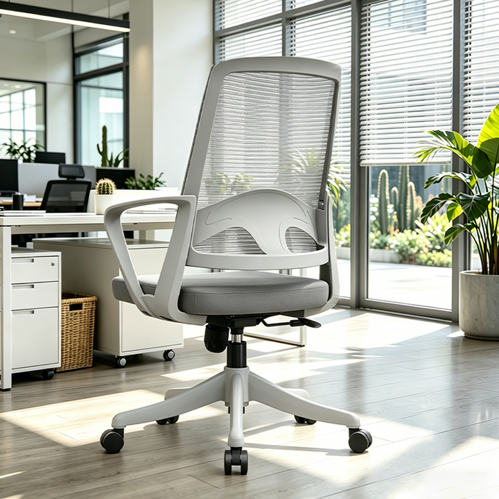 Modern Ergonomic High Density Foam Cushion Breathable Mesh Desk Chair - Rectangular Lumbar Support Mid Back Office Chair For Home Office