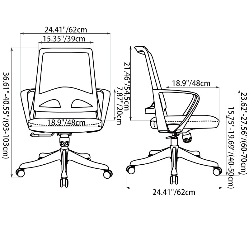 Silla de escritorio moderna ergonómica con cojín de espuma de alta densidad y malla transpirable - Silla de oficina de respaldo medio con soporte lumbar rectangular para oficina en casa 