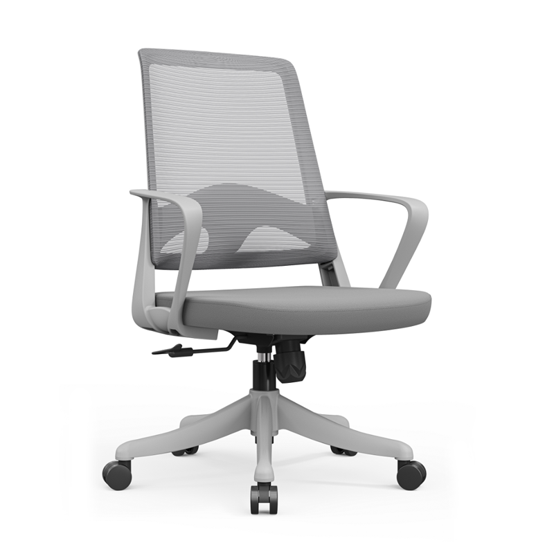 Silla de escritorio moderna ergonómica con cojín de espuma de alta densidad y malla transpirable - Silla de oficina de respaldo medio con soporte lumbar rectangular para oficina en casa 