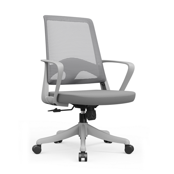 Silla de escritorio moderna ergonómica con cojín de espuma de alta densidad y malla transpirable - Silla de oficina de respaldo medio con soporte lumbar rectangular para oficina en casa 