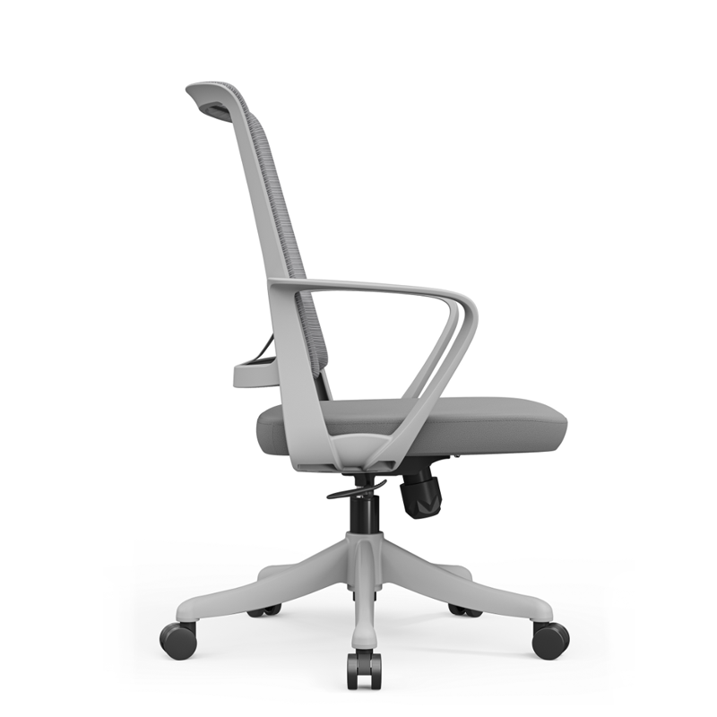 Silla de escritorio moderna ergonómica con cojín de espuma de alta densidad y malla transpirable - Silla de oficina de respaldo medio con soporte lumbar rectangular para oficina en casa 