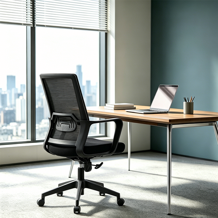 Modern Ergonomic Mid Back Mesh Office Chair - Rectangular Lumbar Support Reclining Tilt Desk Chair For Home Office