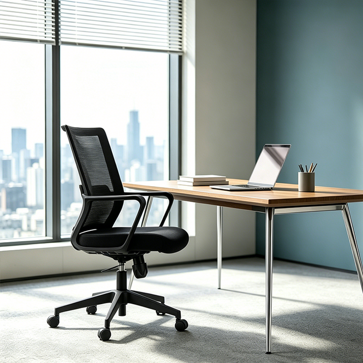 Modern Ergonomic Mid Back Mesh Office Chair - Rectangular Lumbar Support Reclining Tilt Desk Chair For Home Office