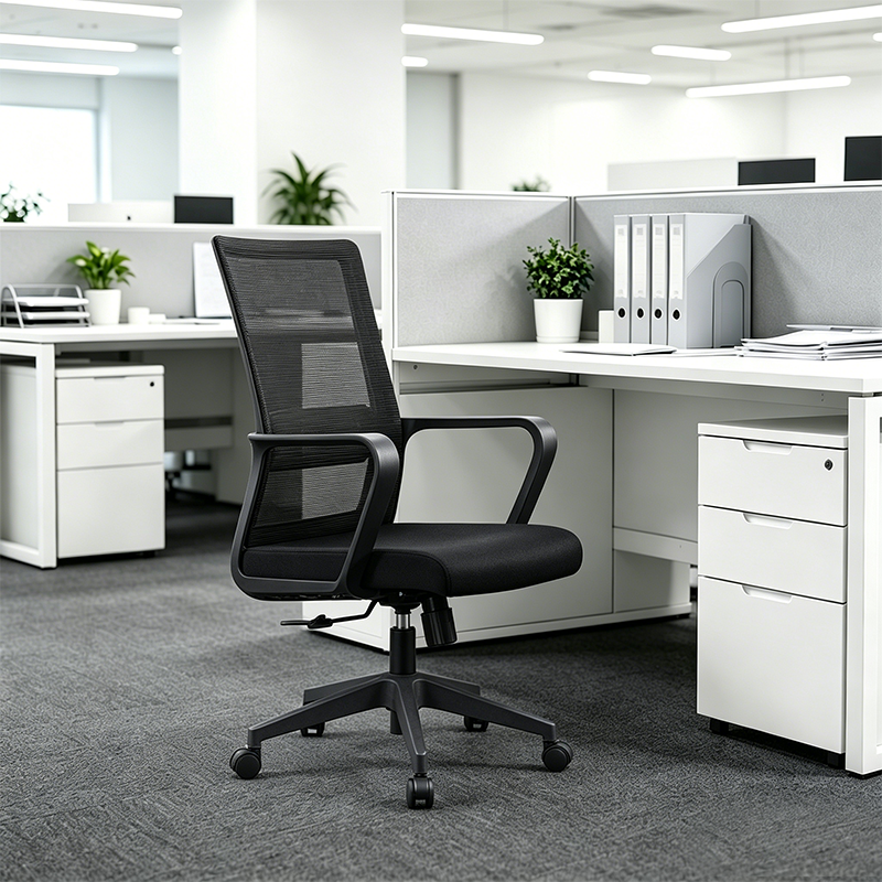 Modern Adjustable Mid-Back Mesh Task Chair - Rectangular Lumbar Support Reclining Tilt Desk Chair For Home Office