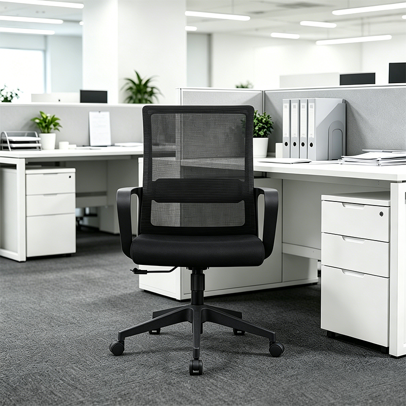 Modern Adjustable Mid-Back Mesh Task Chair - Rectangular Lumbar Support Reclining Tilt Desk Chair For Home Office