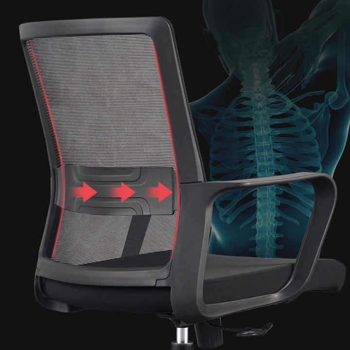 Modern Adjustable Mid-Back Mesh Task Chair - Rectangular Lumbar Support Reclining Tilt Desk Chair For Home Office