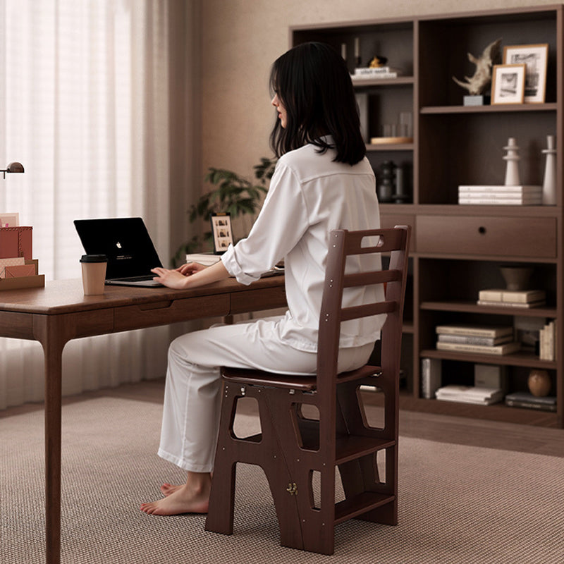 Silla de comedor plegable rectangular trapezoidal nórdica contemporánea de bambú con respaldo para comedor 