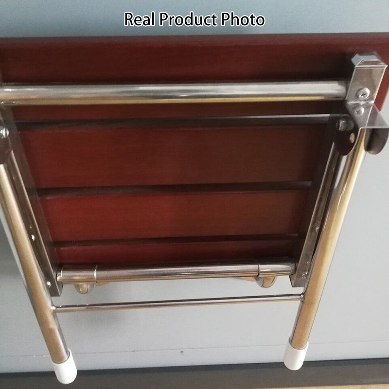 Moderner minimalistischer rechteckiger wandmontierter Schuhbank aus Holz und Edelstahl ohne Armlehnen für Eingangsbereiche 