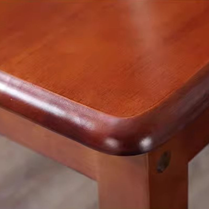 Traditional Chinese Rectangular Curved Rubberwood Dining Chair Backrest Armless For Dining Room