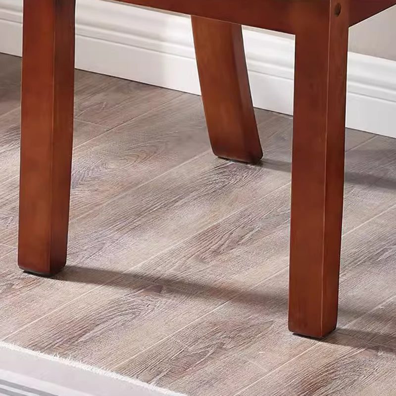Traditional Chinese Rectangular Curved Rubberwood Dining Chair Backrest Armless For Dining Room