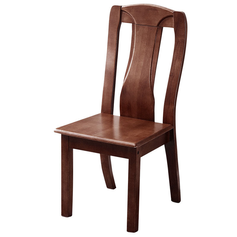 Traditional Chinese Rectangular Curved Rubberwood Dining Chair Backrest Armless For Dining Room