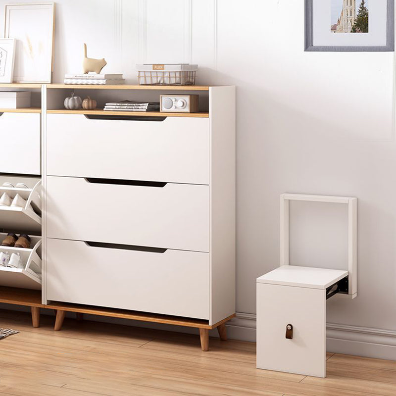 Modern Minimalist Rectangular Wall-Mounted Eco-Friendly Engineered Wood Folding Shoe Bench Armless For Entryways
