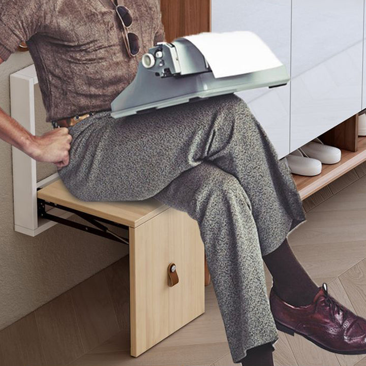 Modern Minimalist Rectangular Wall-Mounted Eco-Friendly Engineered Wood Folding Shoe Bench Armless For Entryways