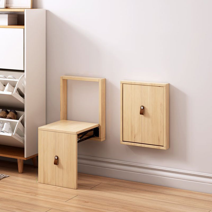 Modern Minimalist Rectangular Wall-Mounted Eco-Friendly Engineered Wood Folding Shoe Bench Armless For Entryways