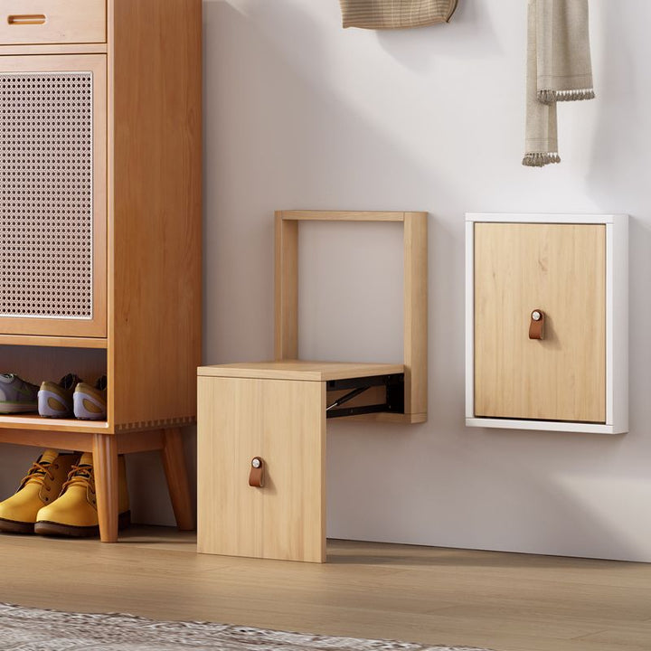 Modern Minimalist Rectangular Wall-Mounted Eco-Friendly Engineered Wood Folding Shoe Bench Armless For Entryways