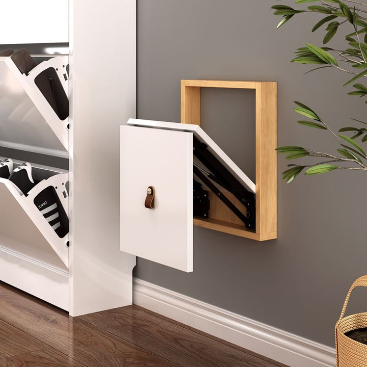 Modern Minimalist Rectangular Wall-Mounted Eco-Friendly Engineered Wood Folding Shoe Bench Armless For Entryways