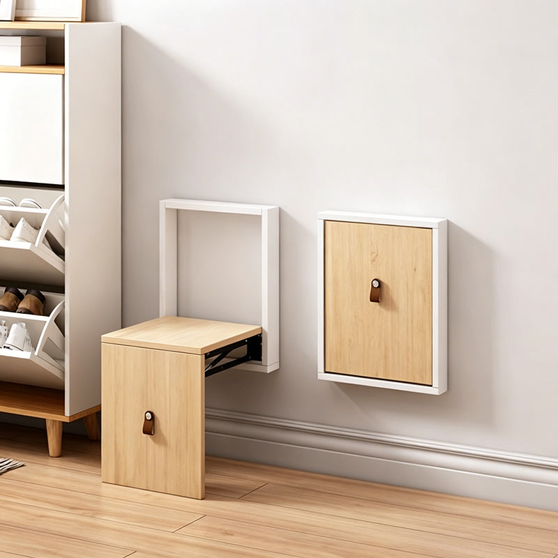 Modern Minimalist Rectangular Wall-Mounted Eco-Friendly Engineered Wood Folding Shoe Bench Armless For Entryways