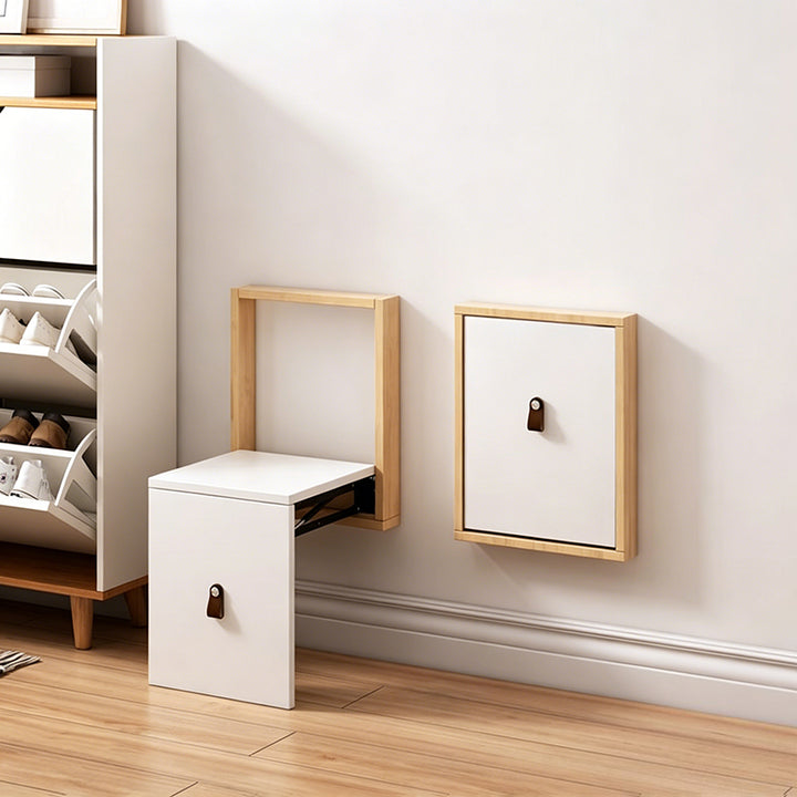 Modern Minimalist Rectangular Wall-Mounted Eco-Friendly Engineered Wood Folding Shoe Bench Armless For Entryways