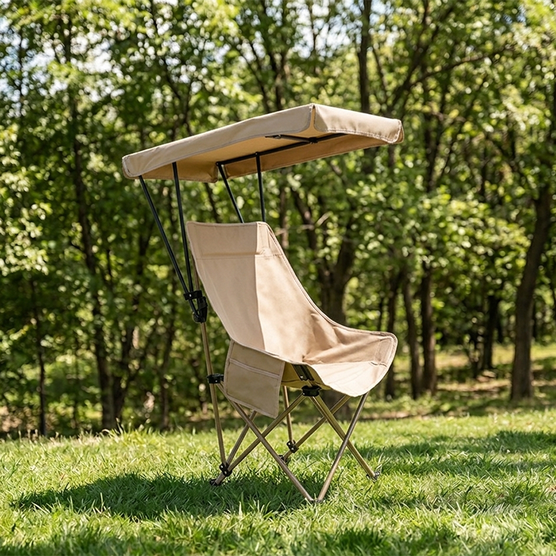 Modern Minimalist Rectangular Oxford Fabric Carbon Steel Folding Camping Chair Backrest Sunshade For Outdoor