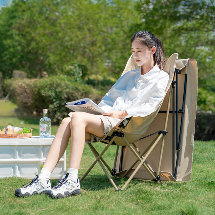 Modern Minimalist Rectangular Oxford Fabric Carbon Steel Folding Camping Chair Backrest Sunshade For Outdoor