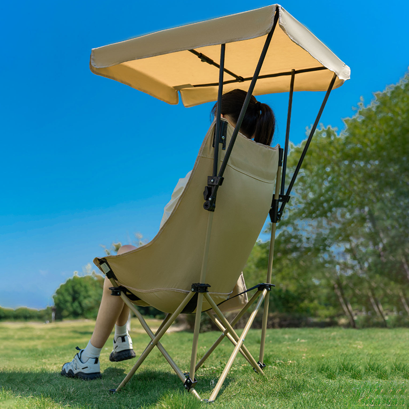 Modern Minimalist Rectangular Oxford Fabric Carbon Steel Folding Camping Chair Backrest Sunshade For Outdoor